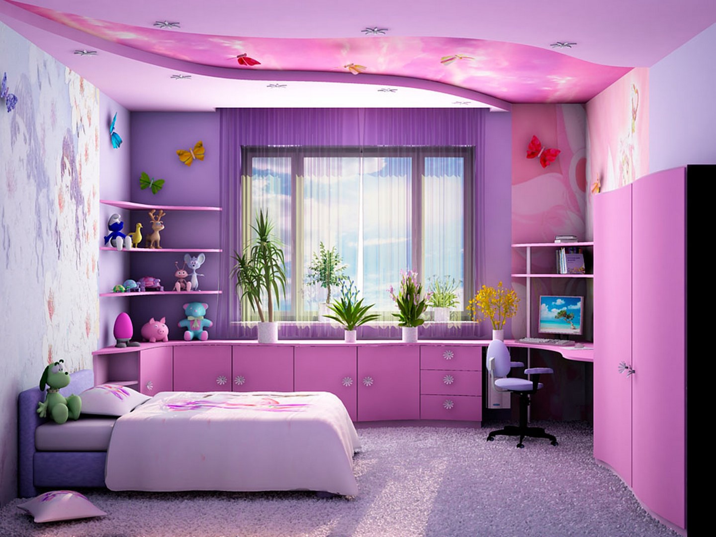 Bagian Dalam Ruangan Besar Dengan Warna Ungu Muda Krem Kombinasi Warna Yang Sempurna Dengan Warna Ungu Kombinasi Warna Ungu Di Interior