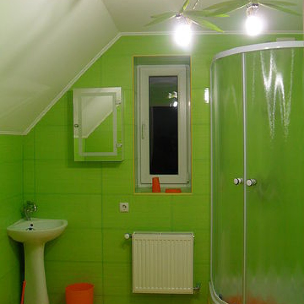 Ванная комната в частном доме зелёный